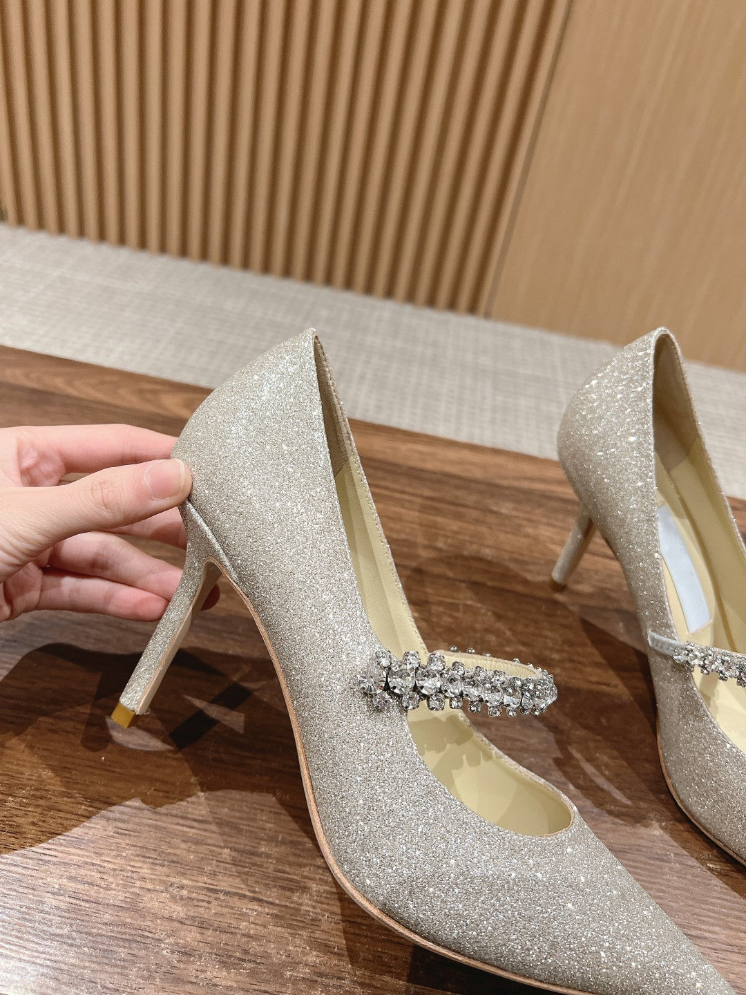 Sheepskin high heels