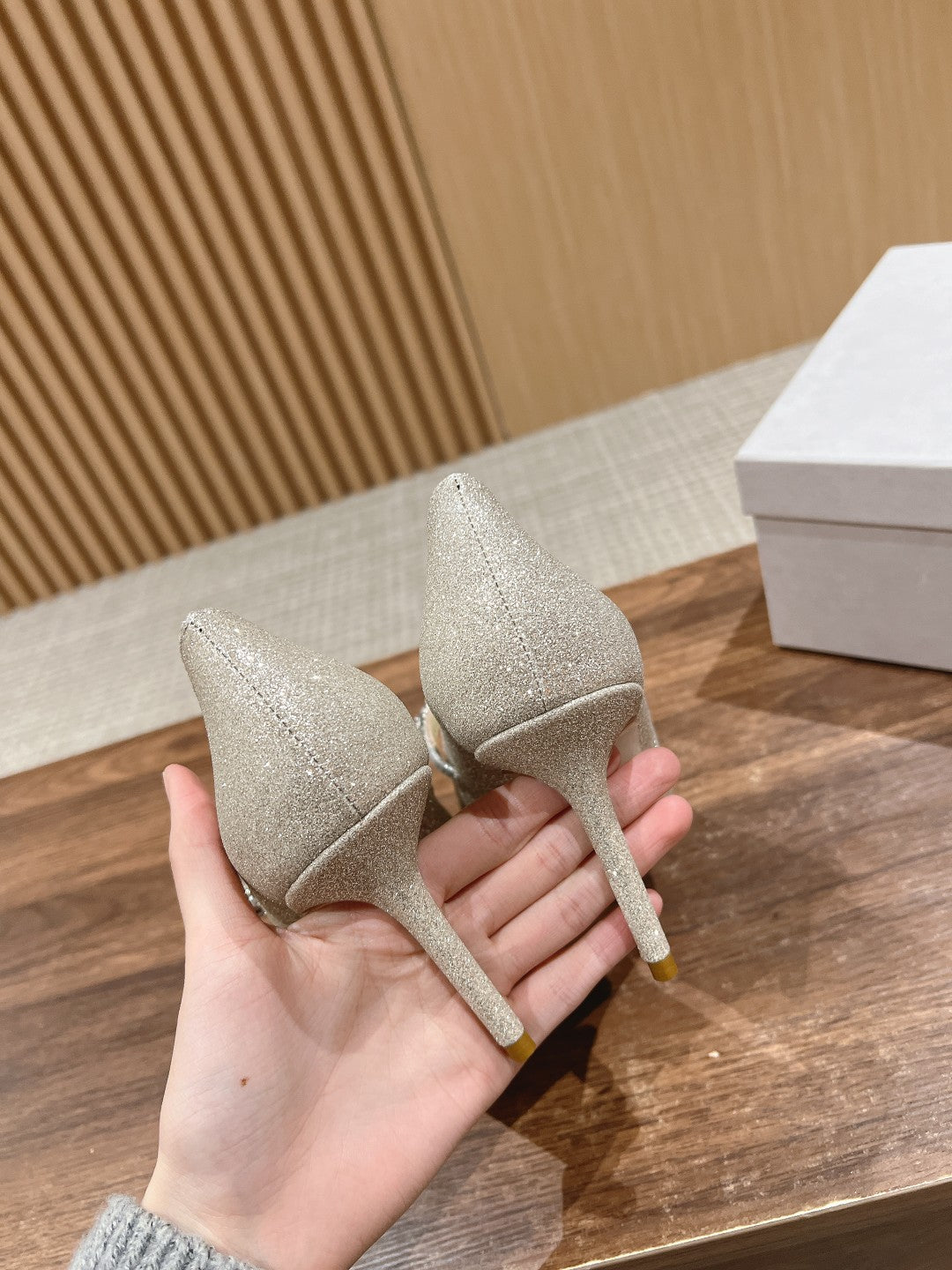 Sheepskin high heels