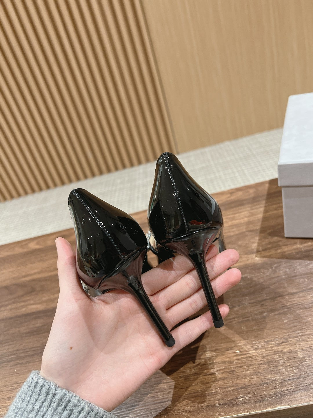 Sheepskin high heels