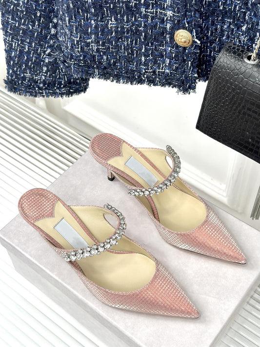 Diamond chain pointed high heels